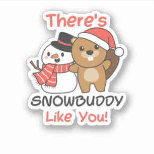 Pegatina Beaver, hay un muñeco de nieve como Snowman Pun