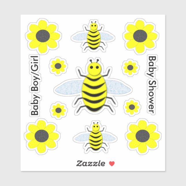 Pegatina Bebé Amarillo Cute Género Baby Shower Neutral (Hoja)