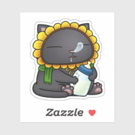 Pegatina Bebé de gato negro lindo