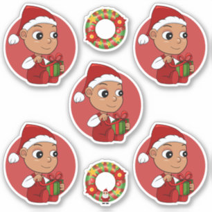 Pegatina Bebé hispano con un gorra Navidad personalizado St