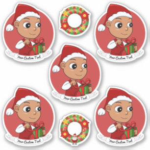 Pegatina Bebé hispano con un personalizado gorra Navidad