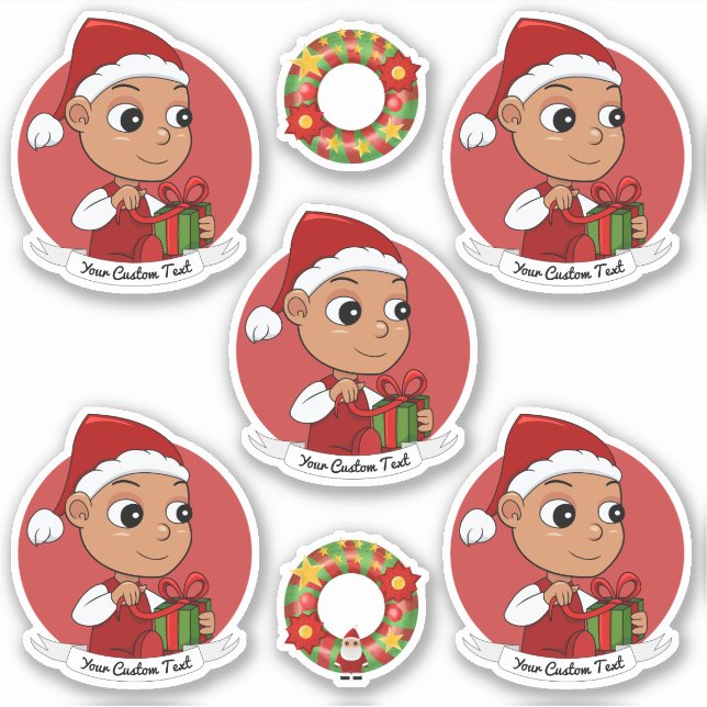 Pegatina Bebé hispano con un personalizado gorra Navidad (Anverso)