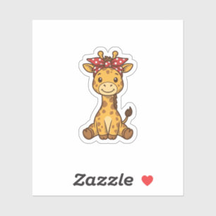 Pegatina Bebé jirafa linda con diseño vectorial vintage de