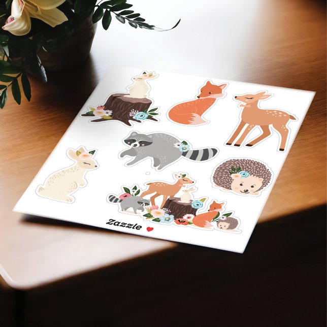 Pegatina Bebé lindo Bosque de Woodland (Cute Baby Woodland Forest Animals Sticker)