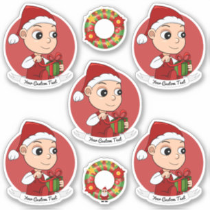 Pegatina Bebé lindo con un personalizado gorra Navidad