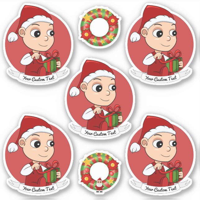 Pegatina Bebé lindo con un personalizado gorra Navidad (Anverso)