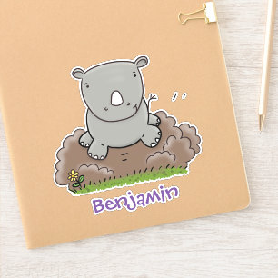 Pegatina Bebé lindo ilustracion de personalizado rinoceront