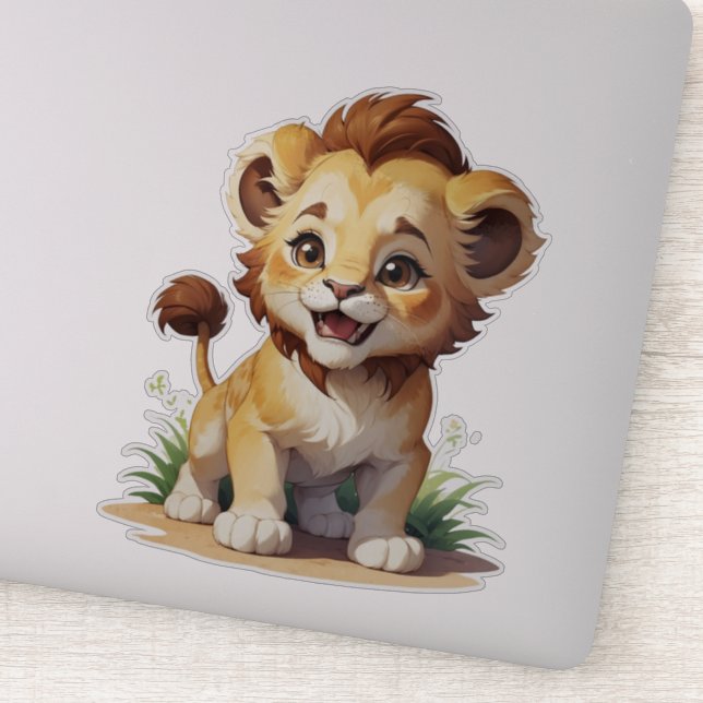 Pegatina Bebé lindo león Safari Zoológico Animal (Detalle)