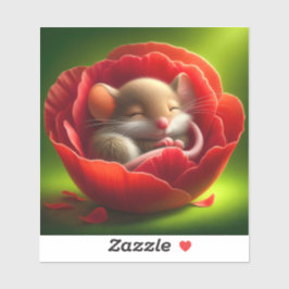 Pegatina Bebé muy adorable mientras duerme el ratón