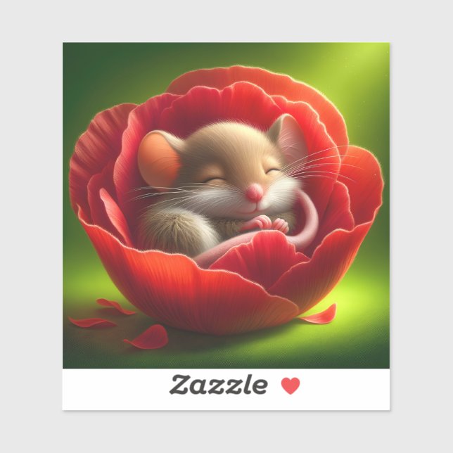 Pegatina Bebé muy adorable mientras duerme el ratón (Hoja)