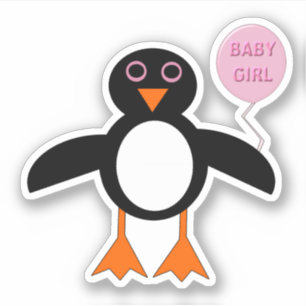 Pegatina Bebé rosa lindo con forma de pingüino