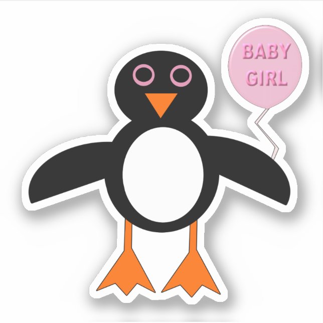 Pegatina Bebé rosa lindo con forma de pingüino (Anverso)