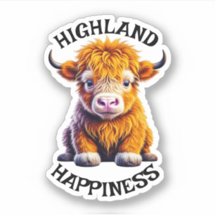 Pegatina Bebé Vaca Highland Adorable Arte de IA