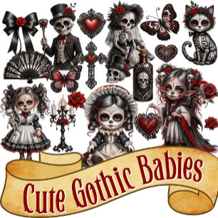 Pegatina Bebés góticos lindos 2
