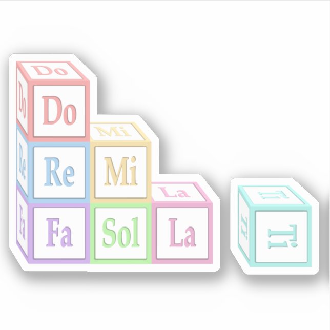 Pegatina Bebés musicales apilados "Do Re Mi" bloquean niños (Anverso)