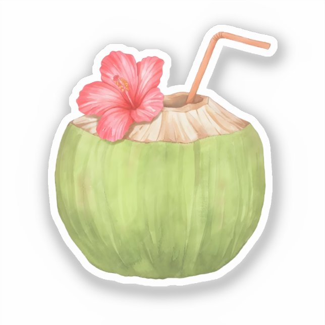 Pegatina Bebida de coco verde (Anverso)