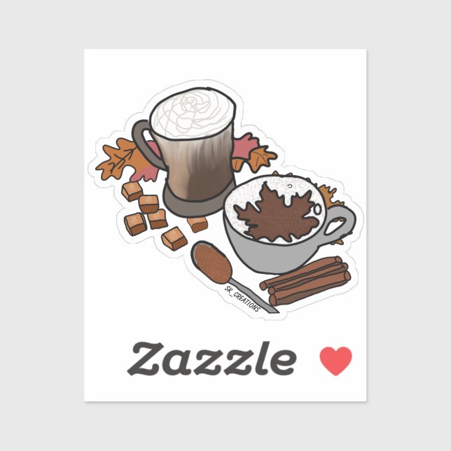 Pegatina Bebidas de otoño cálidas (Hoja)