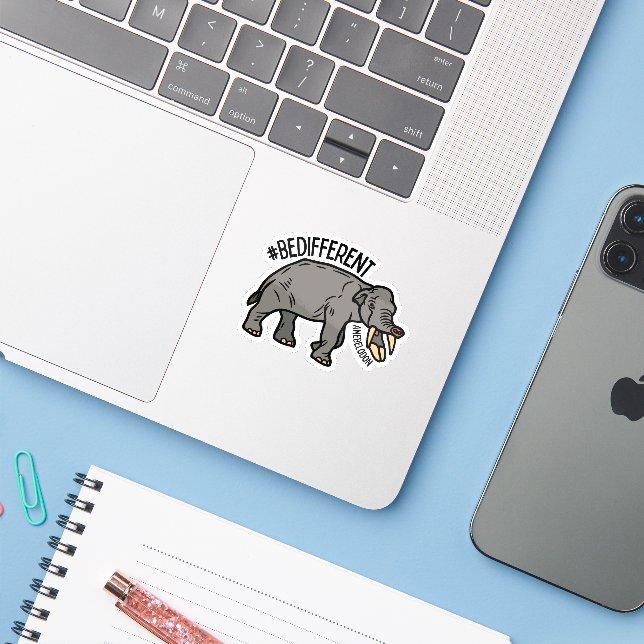 Pegatina #BeDifferent Amebelodon Sticker (Ordenado portátil con iPhone)
