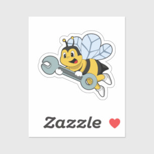 Pegatina Bee as Mechanic with Wrench