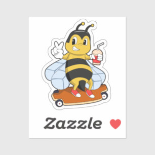 Pegatina Bee as Skater con Skateboard