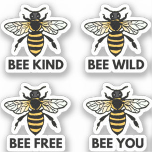 Pegatina Bee Free Wild Kind You Bumblebee Illustrated