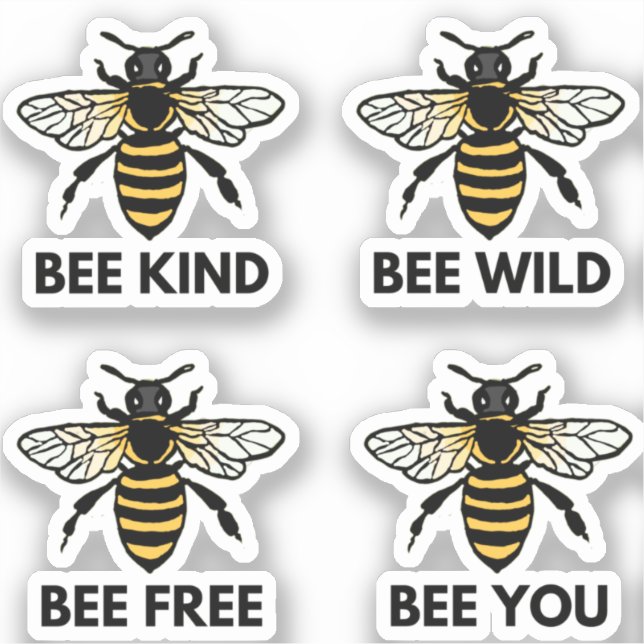 Pegatina Bee Free Wild Kind You Bumblebee Illustrated (Anverso)
