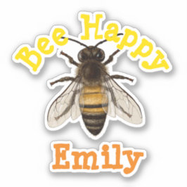 Pegatina Bee Happy personalizado