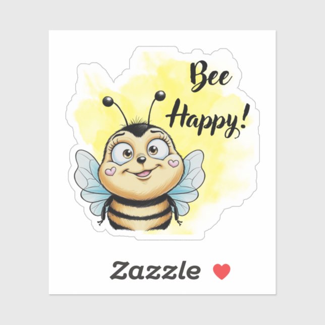 Pegatina ¡Bee Happy! Personalizado Bee (Hoja)