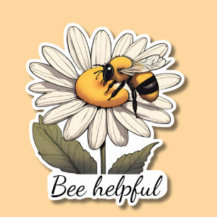 Pegatina Bee Helpful Sweet Bumblebee on Daisy Waterproof