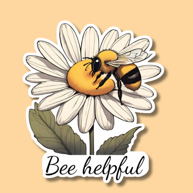 Pegatina Bee Helpful Sweet Bumblebee on Daisy Waterproof (Subido por el creador)