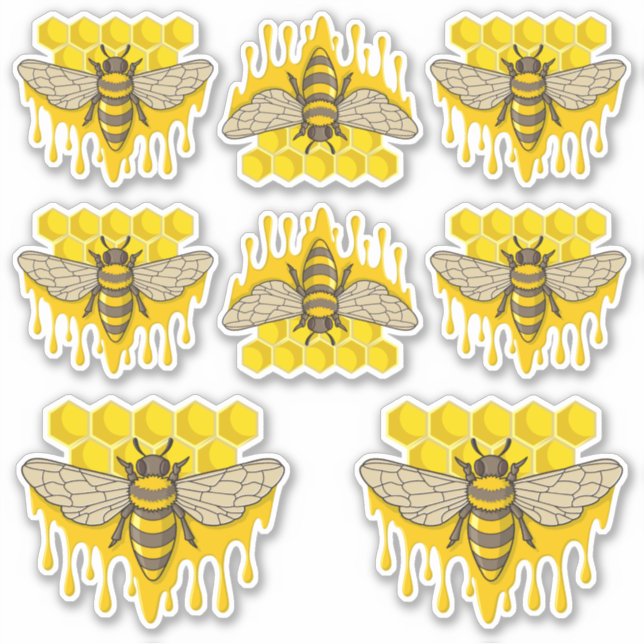 Pegatina Bee Hive Honey (Anverso)