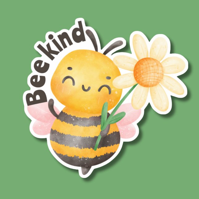 Pegatina Bee Kind impermeable (Subido por el creador)