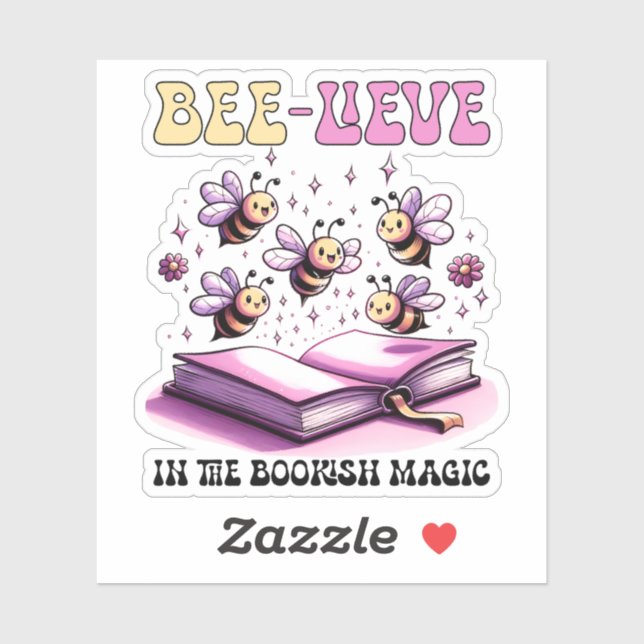 Pegatina Bee-lieve en la magia de los libros (Hoja)