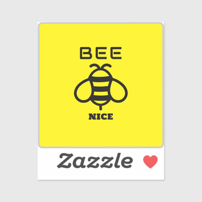 Pegatina Bee Nice with Yellow Background Design (Hoja)