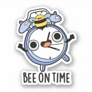 Pegatina Bee On Time Funny Insect Clock Pun