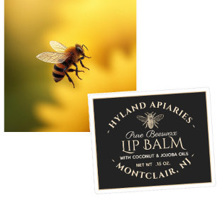 Pegatina Beeswax Lip Balm Labels 2.125" x 1.75" Black Kraft