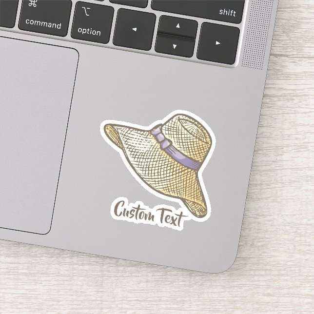 Pegatina Beige, Gorra de la paja dibujada a mano (Detalle)