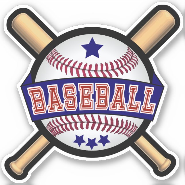 Pegatina Béisbol - Azul - Beso Cortado (Anverso)