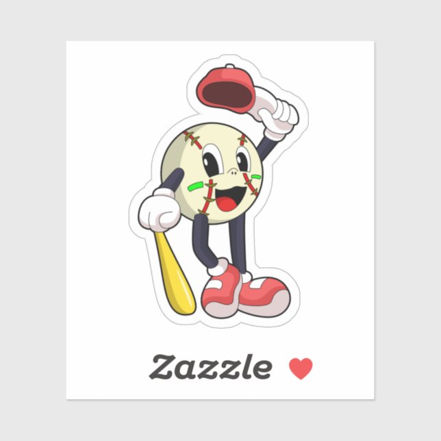 Pegatina Béisbol con bate de béisbol (Hoja)