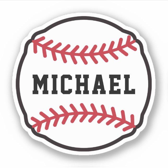 Pegatina Béisbol con nombre o texto personalizado (Anverso)