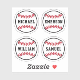 Pegatina Béisbol con nombre o texto personalizado, conjunto