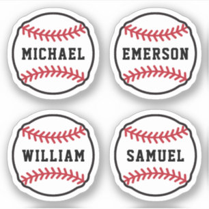 Pegatina Béisbol con nombre o texto personalizado, conjunto