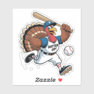 Pegatina Béisbol de Acción de Gracias Turquía Batter Gobble