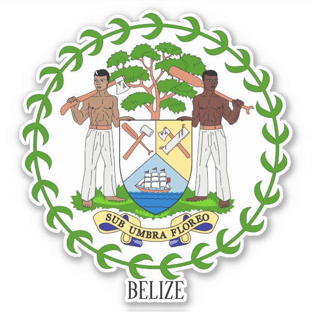 Pegatina Belice National Coat Of Arms Patriotic (Anverso)