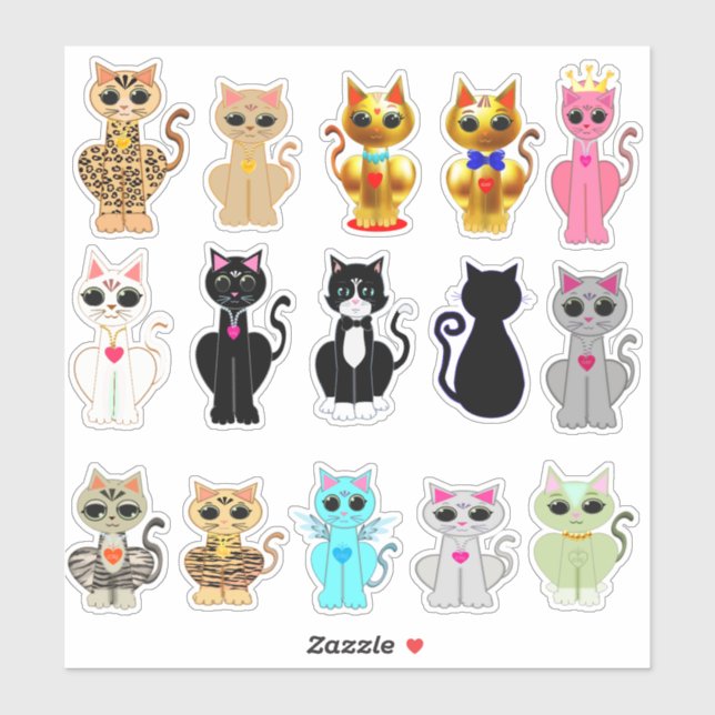 Pegatina Bella Colección de Gatos Salvajes (Hoja)