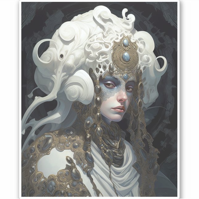 Pegatina Bella Witch Demon Queen Fantasy Art (Anverso)