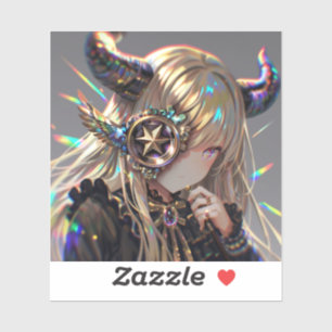 Pegatina Belleza de cuerno de vapor con monóculo de estrell