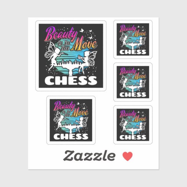 Pegatina Belleza en movimiento - jugador de ajedrez Chicas (Hoja)