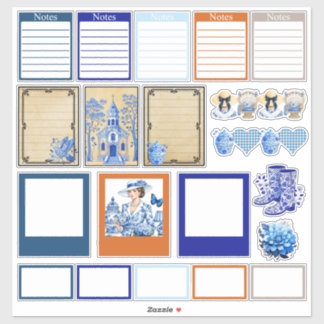 Pegatina Belleza floral azul y blanca