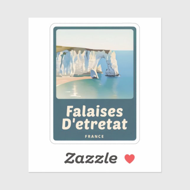 Pegatina Belleza natural de Falaises D'etretat-Francia (Hoja)